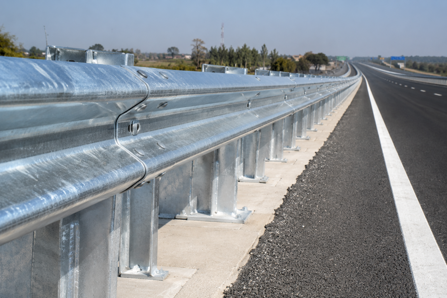 Highway crash barrier installed on Indian national highway as per MORTH and IRC standards